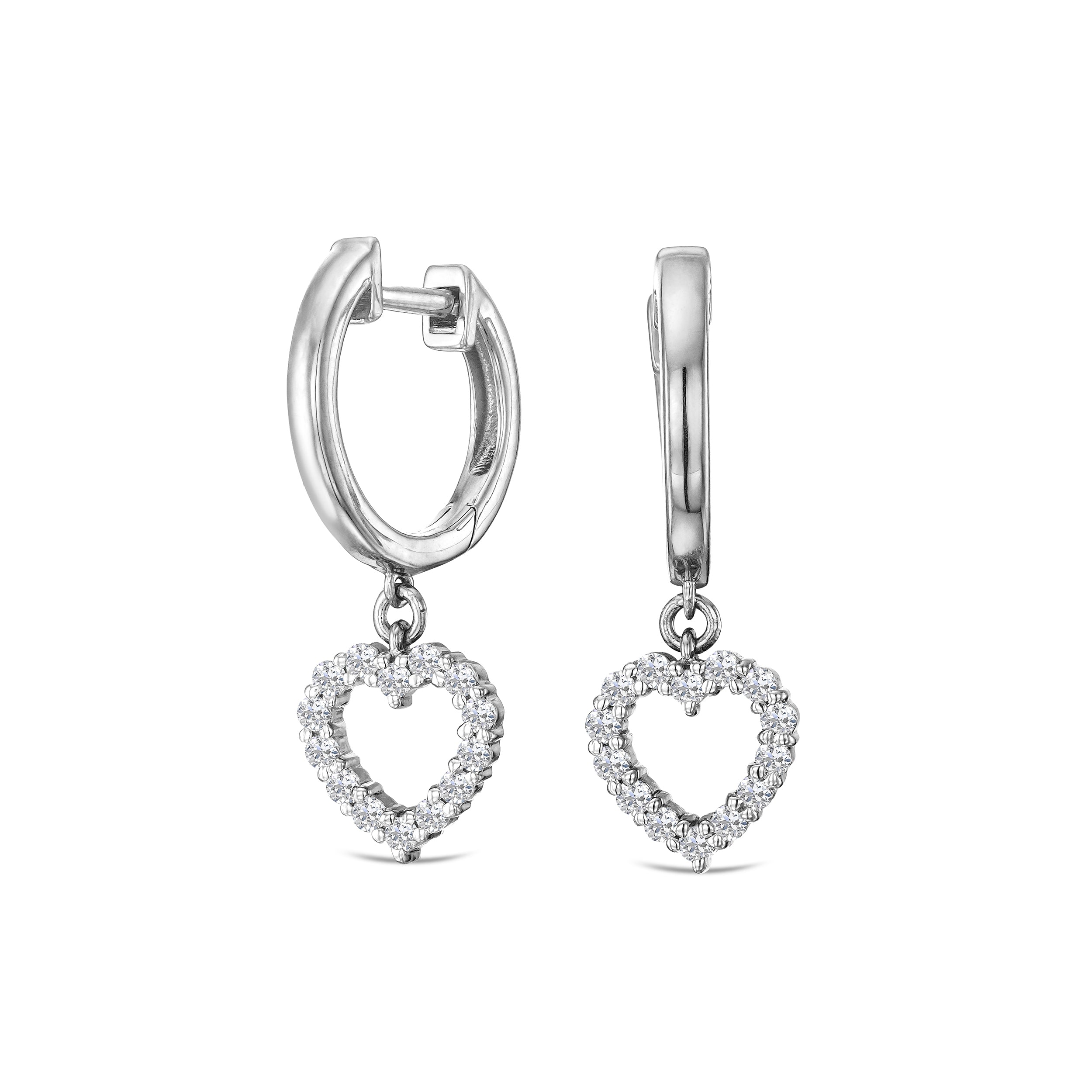 Heart Drop Huggie Lab Diamond Earrings 0.31ct in 925 Silver